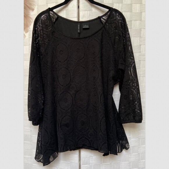 New Directions Black Lace Lined Top Size L - Picture 4 of 5